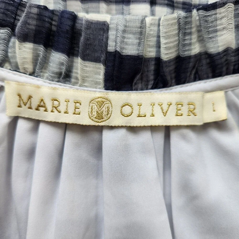 Marie Oliver Bay Dress Organdy Check Blue White Gingham Ruffle Coquette Feminine - Picture 8 of 12